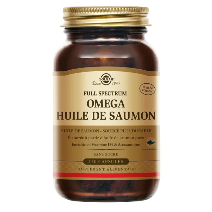 Full spectrum omega huile de saumon Solgar - pot de 120 capsules