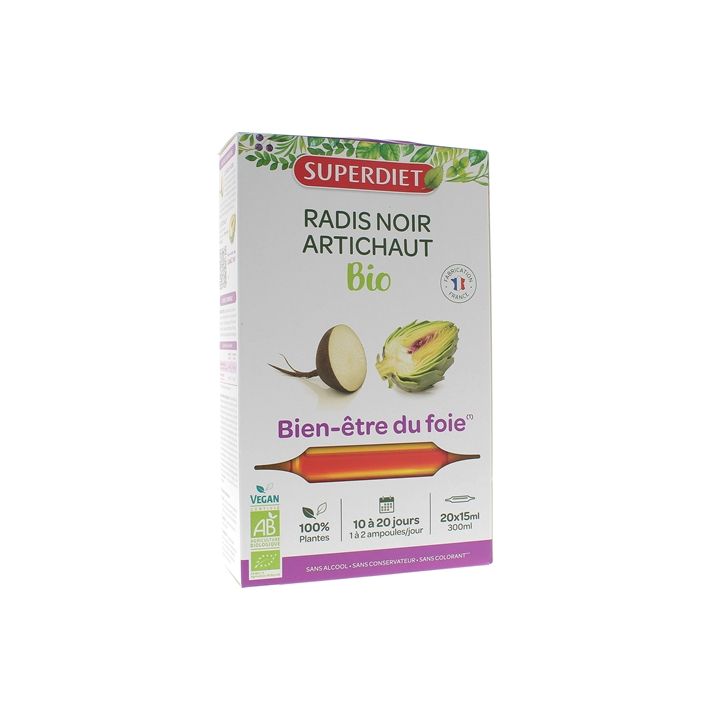 Radis noir / Artichaut Bio Super Diet - boîte de 20 ampoules de 15 ml