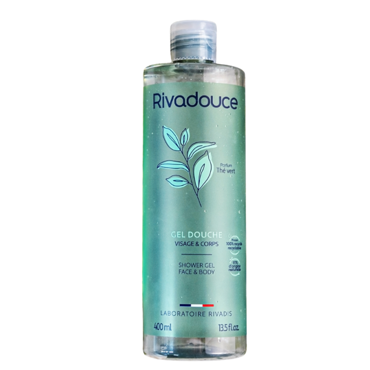 Gel douche visage et corps parfum thé vert Rivadouce - flacon de 400ml