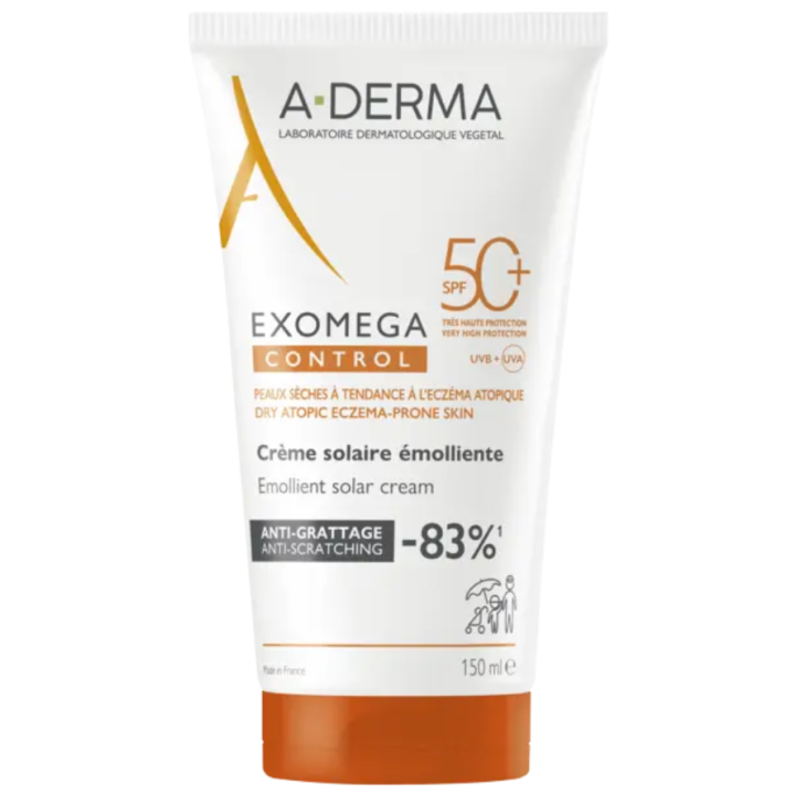 Exomega control crème solaire émolliente spf50+ A-Derma - tube de 150ml