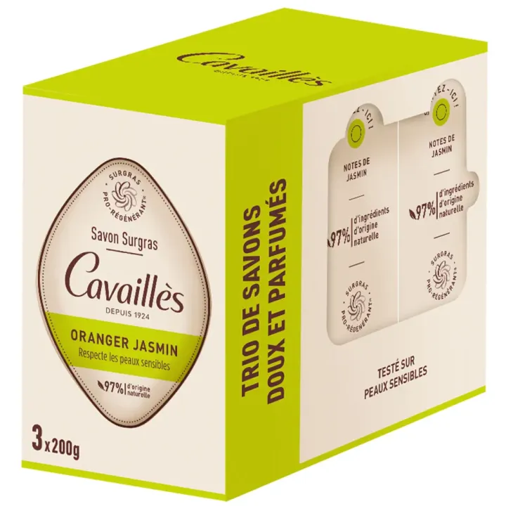 Savon surgras oranger jasmin Rogé Cavaillès - lot de 3 pains de 200g