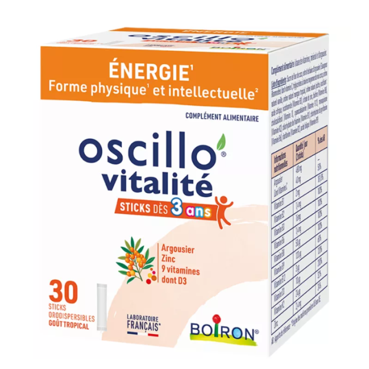 Oscillo vitalité énergie Boiron - boite de 30 sticks
