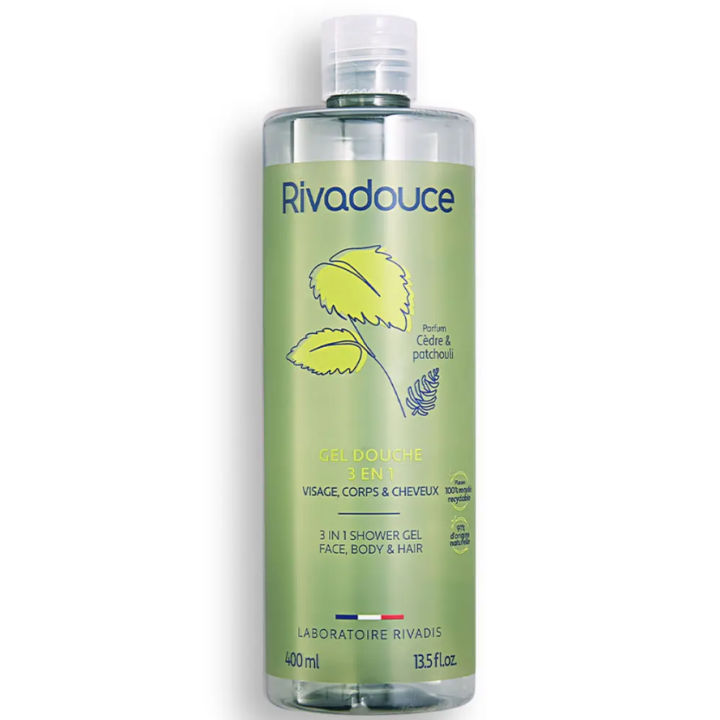 Gel douche 3en1 parfum cèdre et patchouli Rivadouce - flacon de 400ml