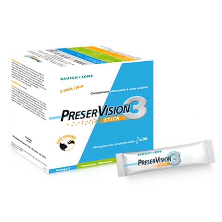 PreserVision 3 à visée oculaire Bausch & Lomb - boîte de 90 sticks orodispersibles