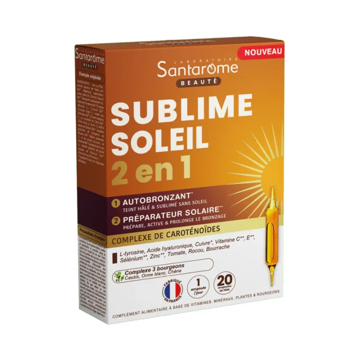 Sublime soleil 2en1 goût passion mangue Santarome - boite de 20 ampoules
