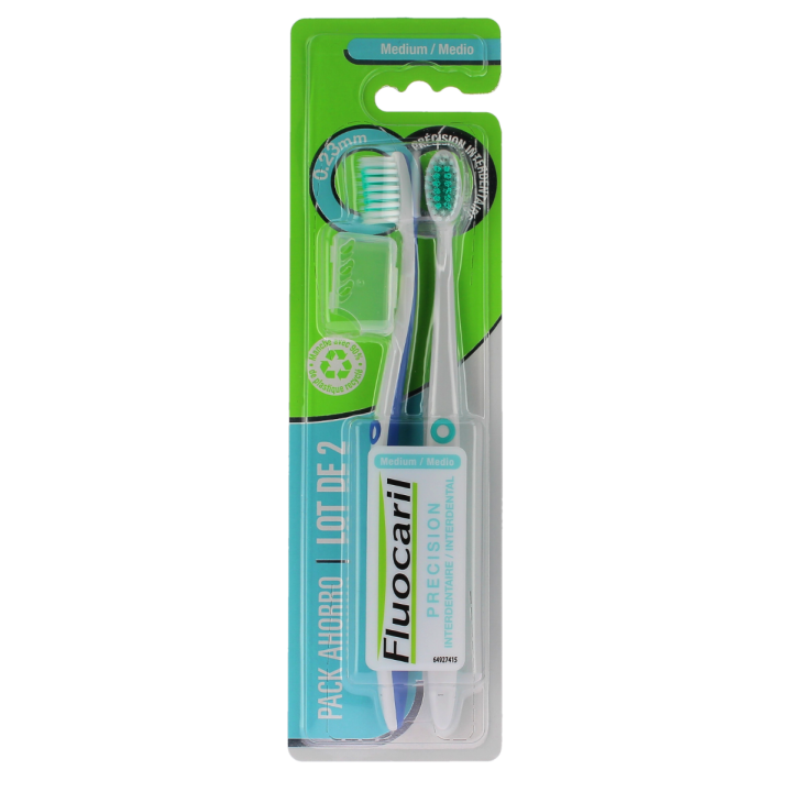 Brosses à dents précision interdentaire medium Fluocaril - lot de 2 brosses à dents 