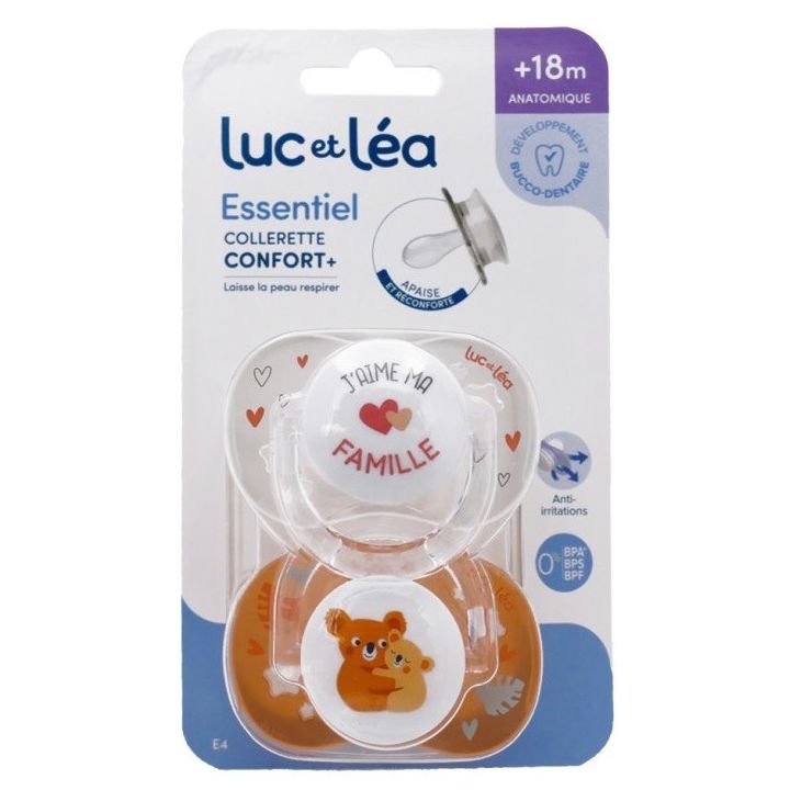Essentiel sucette +18 mois Luc et Léa - lot de 2 sucettes