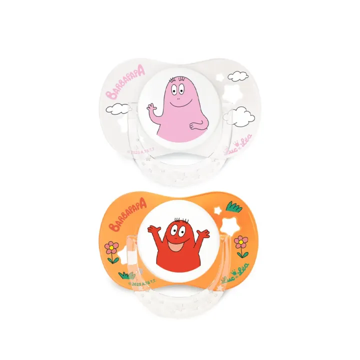 Edition limitée sucette Barbapapa +18 mois Luc et Léa - lot de 2 sucettes