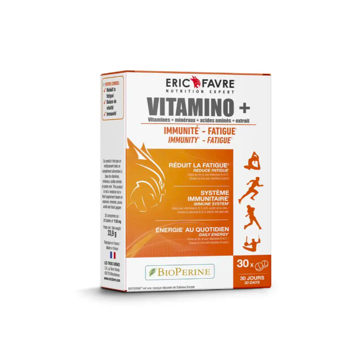 Vitamino+ immunité-fatigue Eric Favre - boîte de 30 comprimés