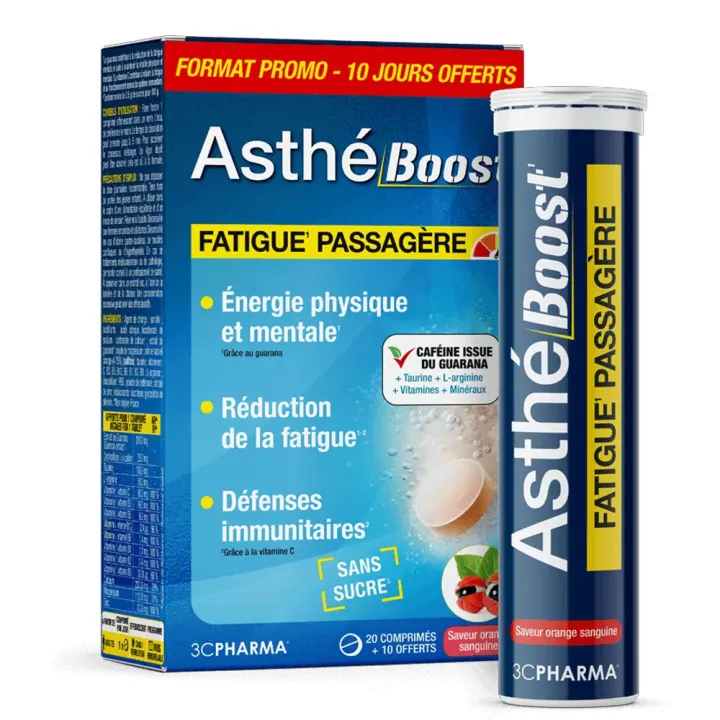 Asthé Boost fatigue passagère 3C Pharma - boite de 20 comprimés + 10 offerts