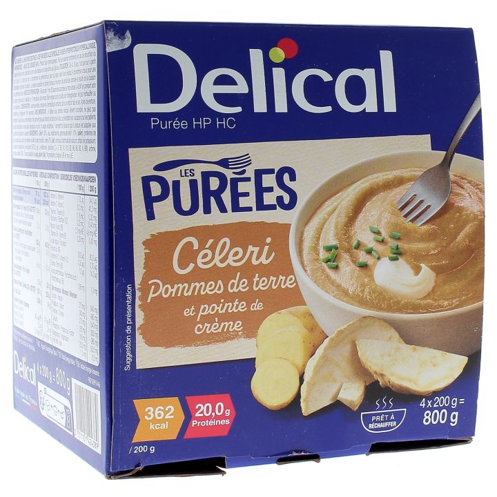 Delical Purée HP/HC céleri pommes de terre et pointe de crème - 4 bols de 200ml