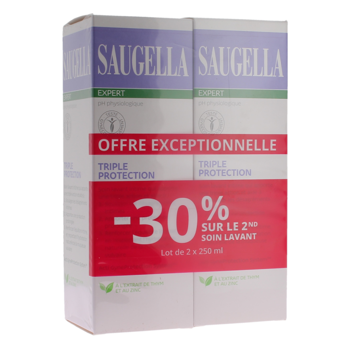 Soin lavant intime triple protection Saugella - lot de 2x250ml -30% sur le second soin lavant