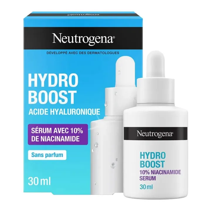 Sérum Hydro Boost acide hyaluronique + 10% niacinamide Neutrogena - flacon-pipette de 30ml