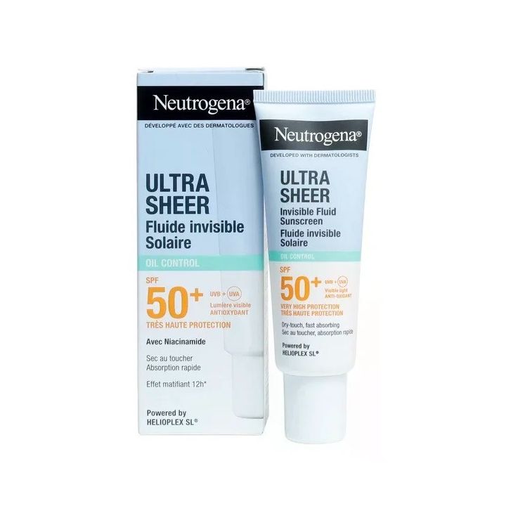 Ultra Sheer Fluide invisible solaire Oil Control SPF50+ Neutrogena - tube de 50ml