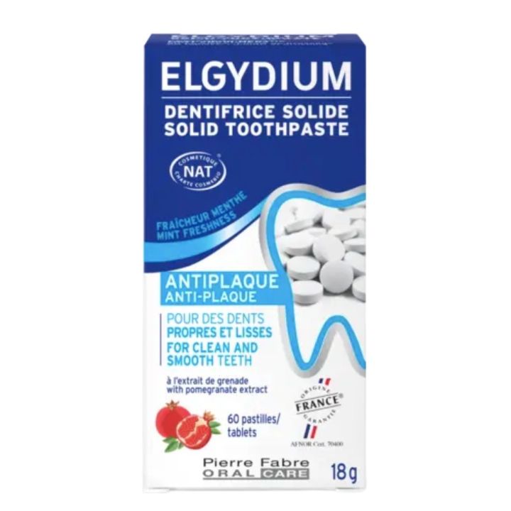 Dentifrice solide anti-plaque Elgydium - pot de 60 pastilles