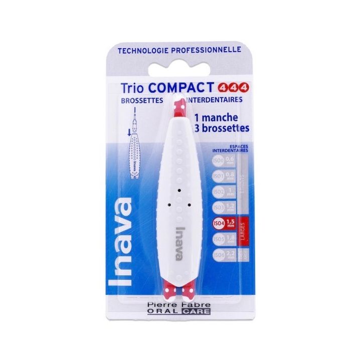 Brossettes interdentaires 1.5mm Trio Compact Inava - 1 manche et 3 brossettes