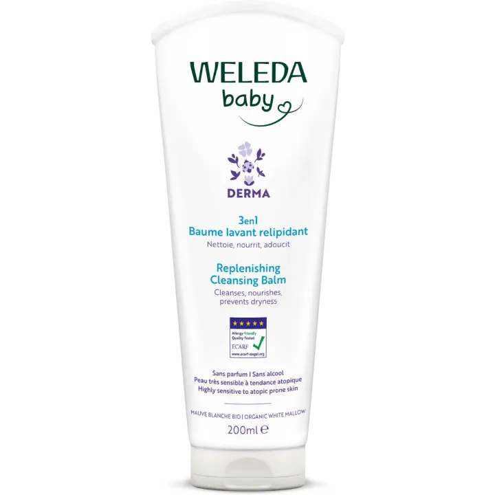 Baume lavant 3 en 1 relipidant Weleda Baby Derma - tube de 200ml