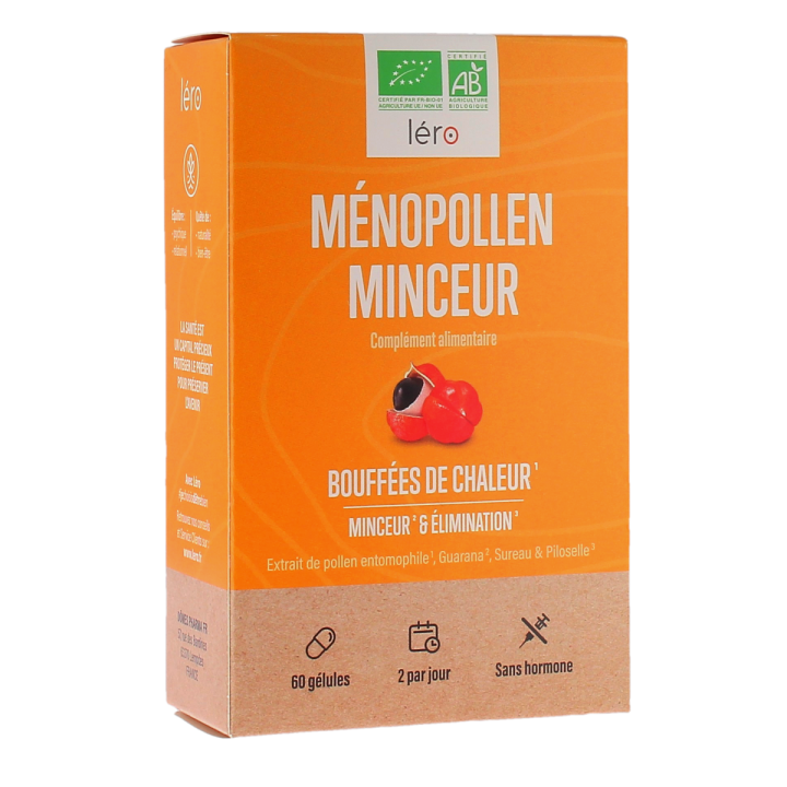 Ménopollen Minceur & bouffées de chaleur bio Léro - boîte de 60 gélules