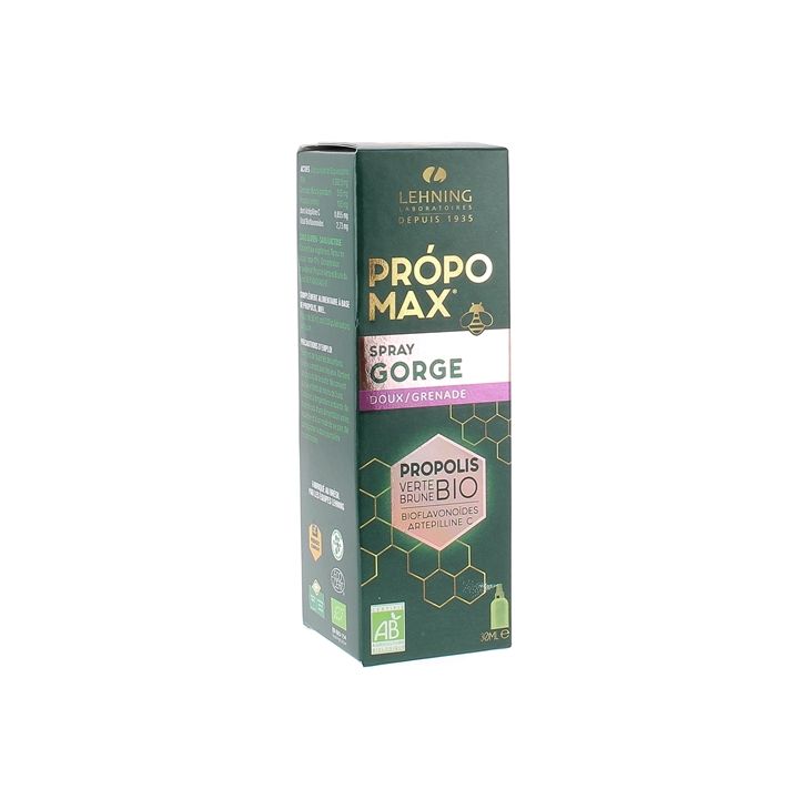 Propomax Spray gorge doux/grenade propolis bio Lehning - spray de 30ml