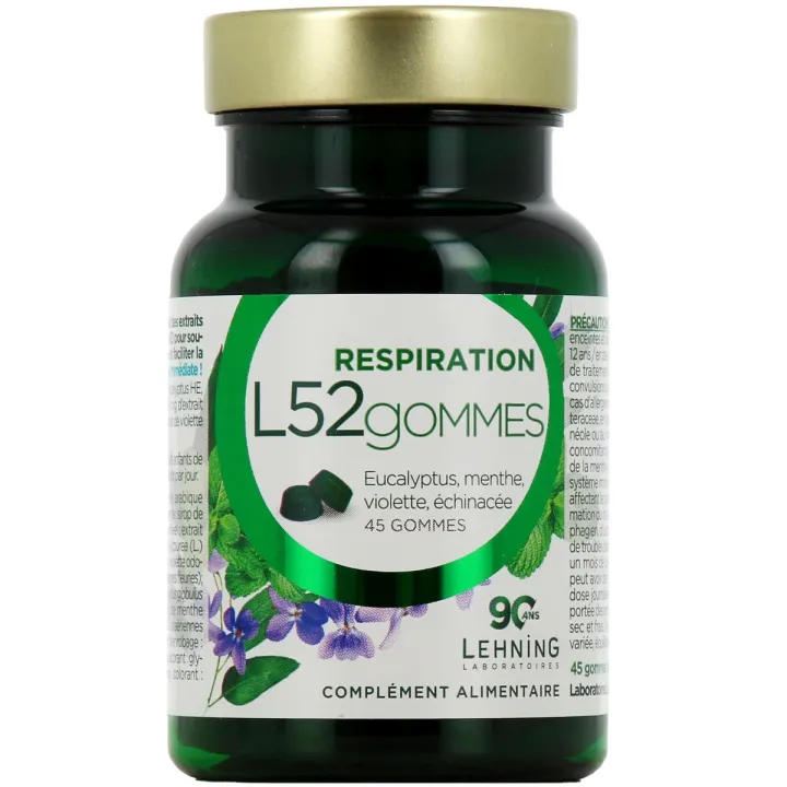 L52 gommes respiration Lehning - pot de 45 gommes 