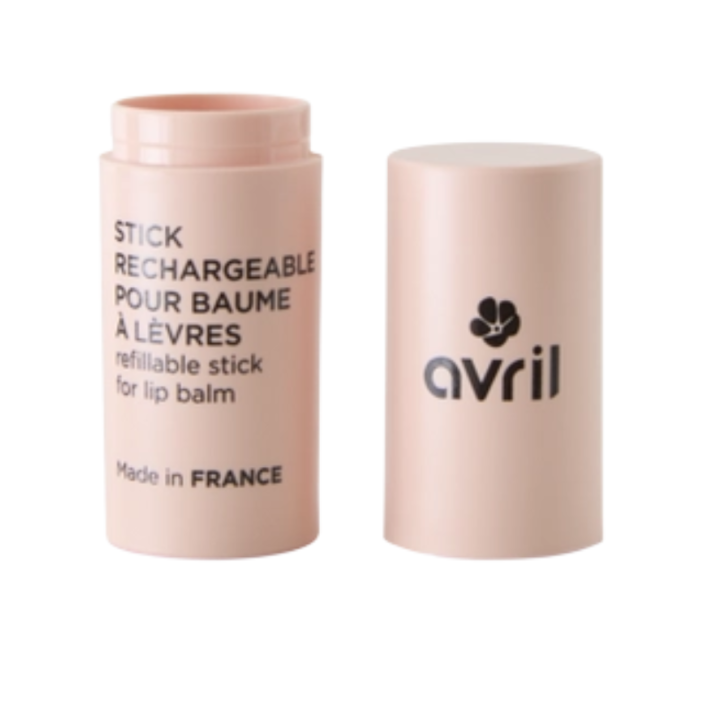 Stick vide rechargeable pour baume à lèvres rose Avril - un stick vide