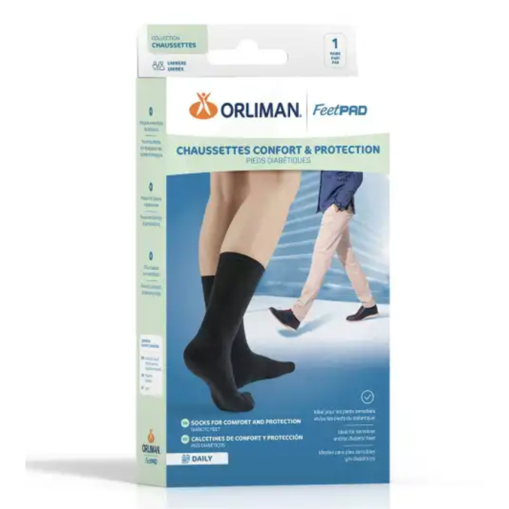 Chaussettes confort et protection pieds diabétiques Orliman - une paire de chaussettes