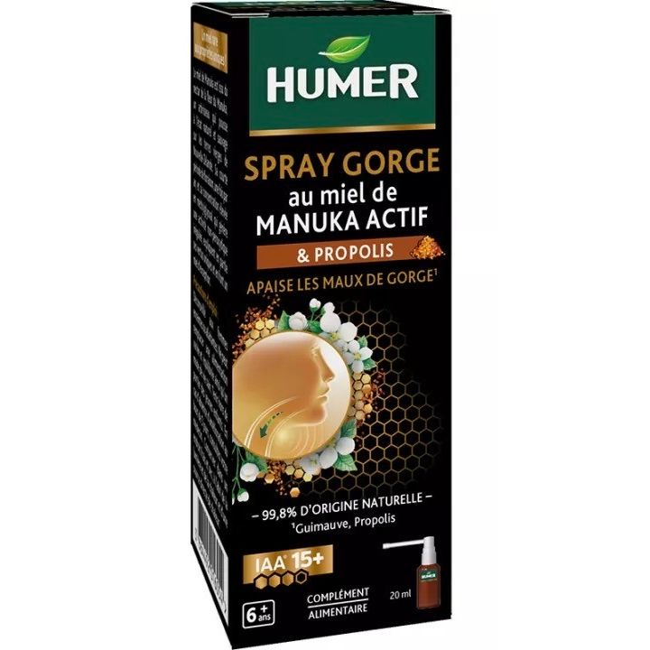 Spray gorge miel de Manuka et propolis IAA 15+ Humer - spray de 20ml