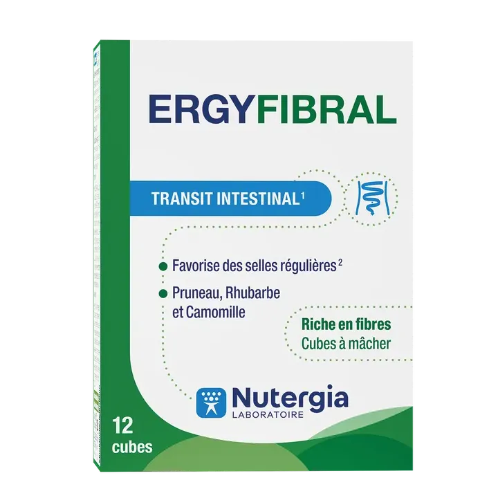 Ergyfibral transit intestinal Nutergia - boîte de 12 cubes à mâcher