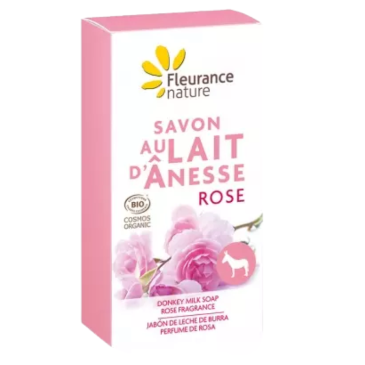 Savon au lait d'ânesse rose bio Fleurance nature - pain de 100g