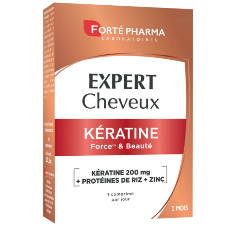 Expert cheveux kératine Forté Pharma - boite de 30 comprimés