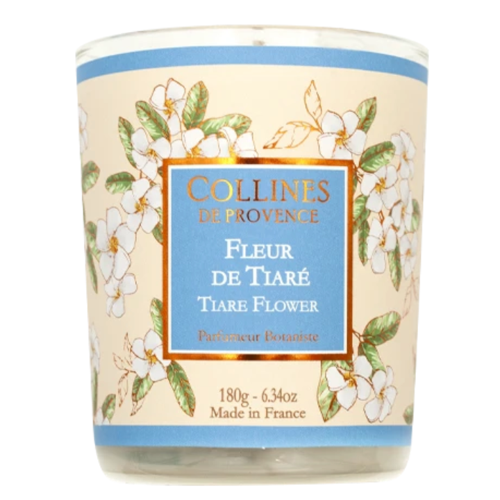 Bougie parfumée fleur de tiaré Collines de Provence - bougie de 180g