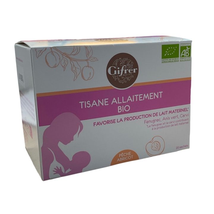 Tisane allaitement bio pêche abricot Gifrer - boîte de 20 sachets