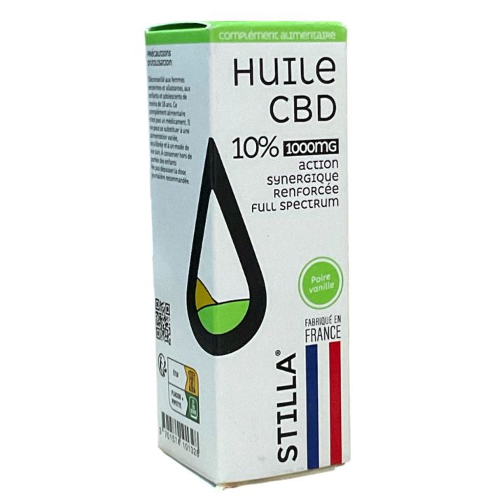 Huile CBD 10% poire-vanille Stilla - flacon-pipette de 10ml