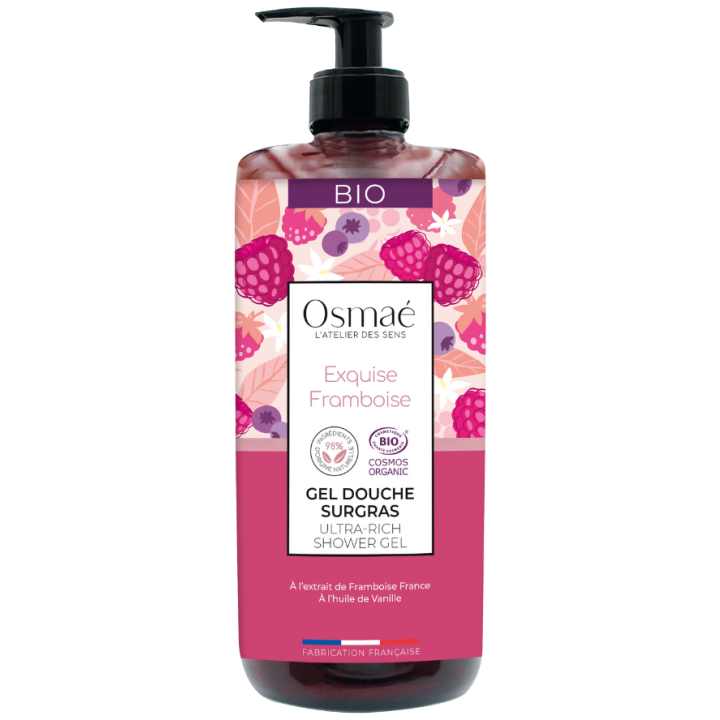 Gel douche surgras exquise framboise Osmaé - flacon-pompe de 1L