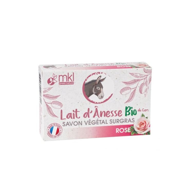 Savon au lait d'annesse bio à la rose MKL Green Nature - pain de 100g