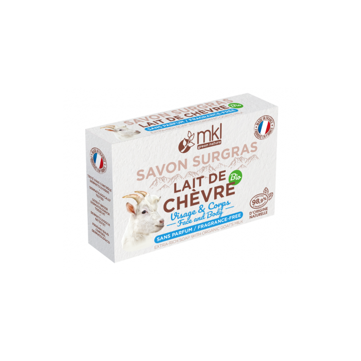 Savon surgras au lait de chèvre bio MKL Green Nature - pain de 100g
