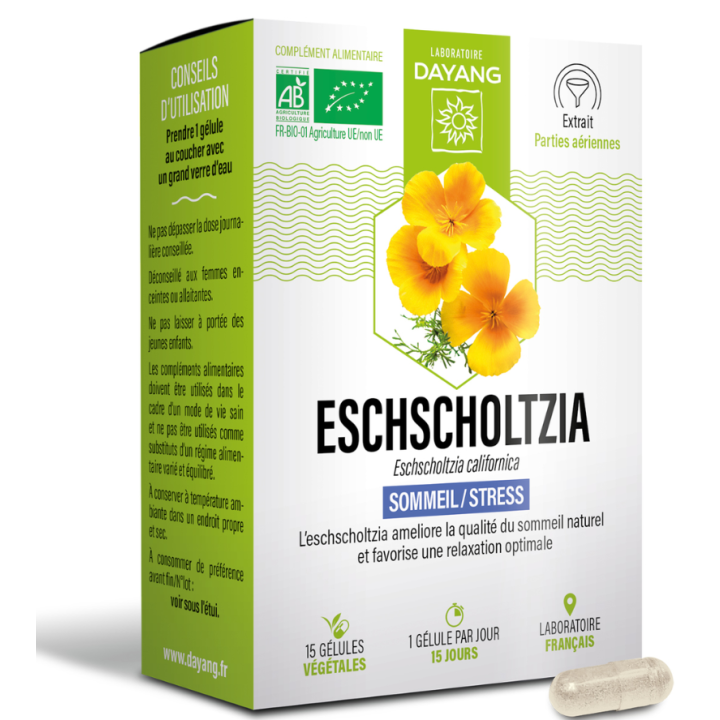Eschscholtzia sommeil et stress Dayang - boite de 30 gélules