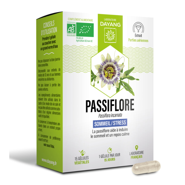 Passiflore sommeil et stress BIO Dayang - boite de 30 gélules 