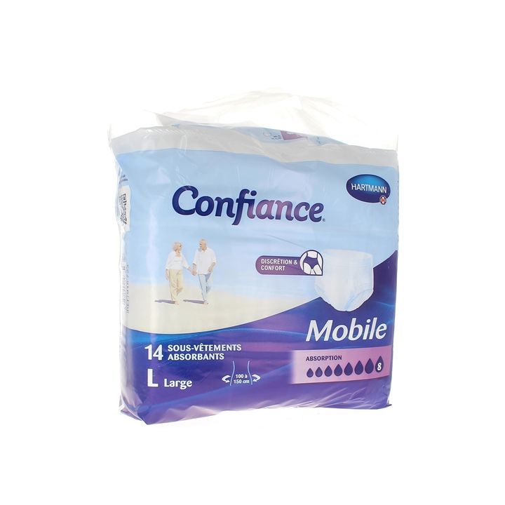 Slip absorption 8 jetable Confiance mobile taille L - 14 sous-vêtements absorbants
