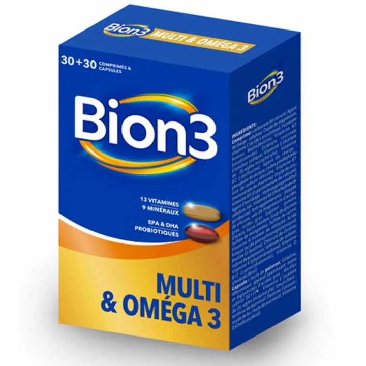 Multi & Oméga 3 Bion 3 - boite de 30+30 comprimés et capsules 