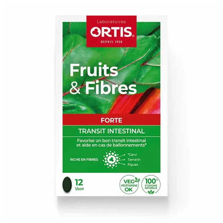 Fruits & Fibres Forte Transit intestinal Ortis - boîte de 12 comprimés