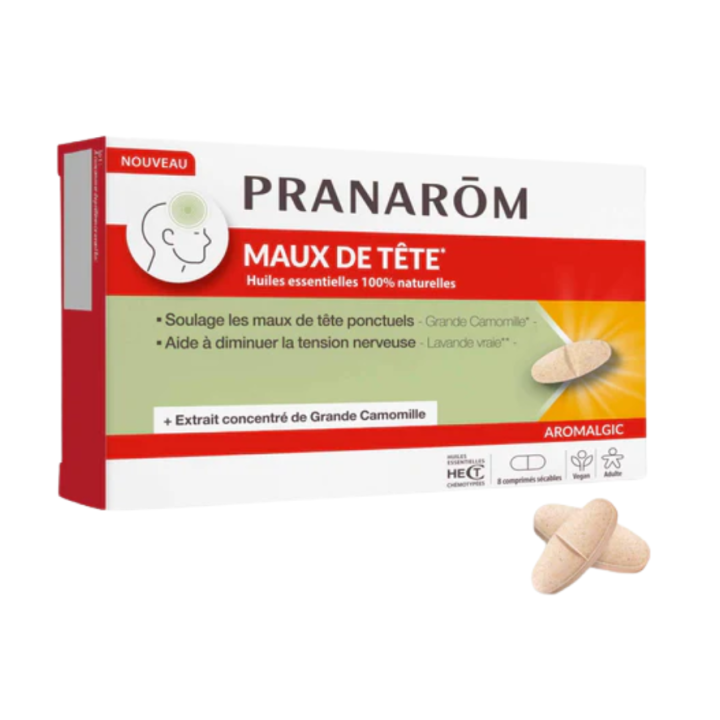 Maux de tête aromalgic Pranarôm - boîte de 8 comprimés
