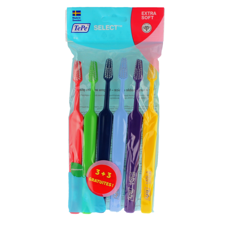 Pack brosses à dents extra-soft Select TePe - lot de 6 brosses à dents