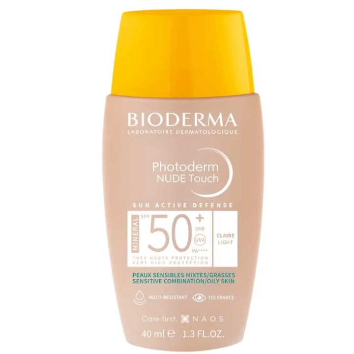Photoderm Nude Touch mineral SPF50+ teinte claire Bioderma - flacon de 40ml