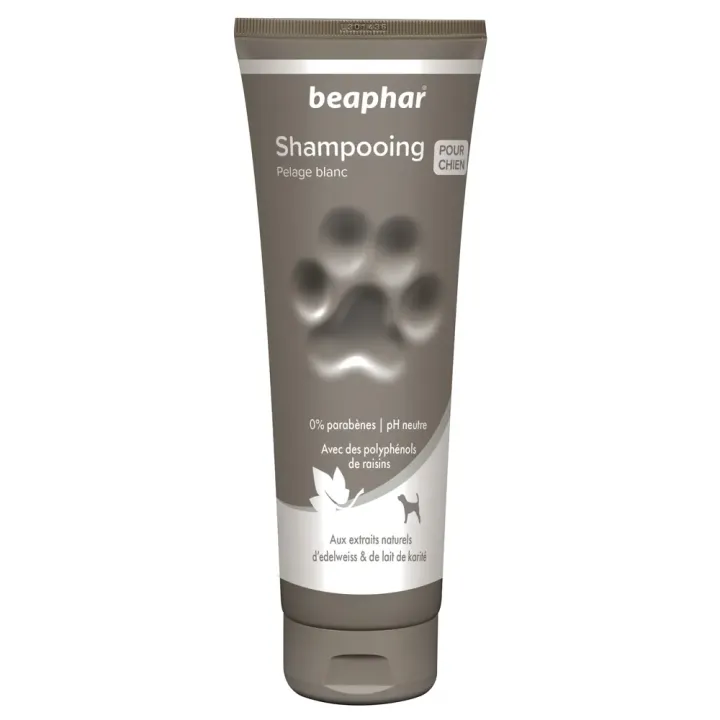 Shampooing pour chien pelage blanc PH neutre Beaphar - tube de 250ml