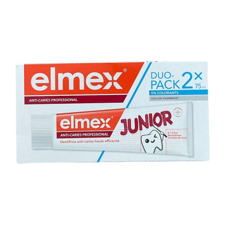Dentifrice anti-caries professional junior 6-12 ans Elmex - lot de 2 tubes de 75ml