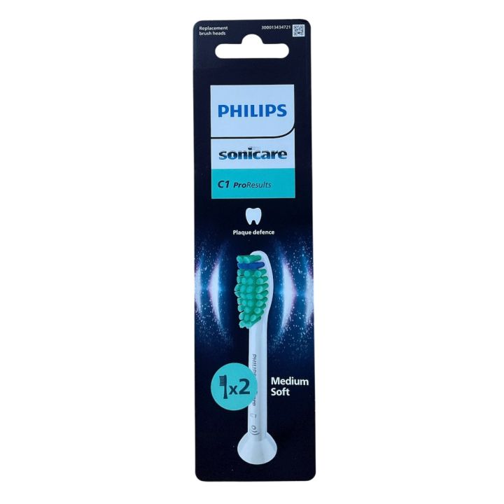 Têtes de brosse médium soft C1 ProResults Sonicare Philips - lot de 2 têtes de brosse 