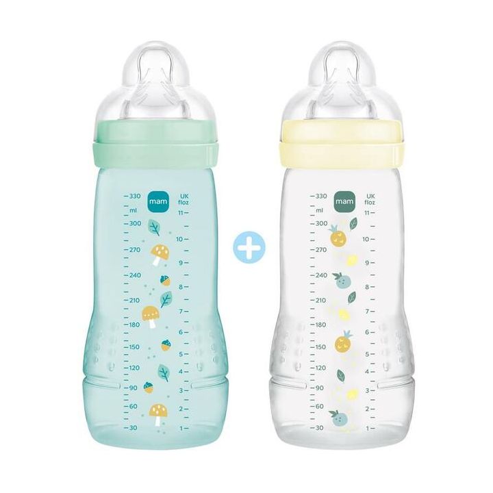 Biberons Easy Active coloris Ice et Pearl dès 6 mois Mam - lot de 2 biberons de 330ml