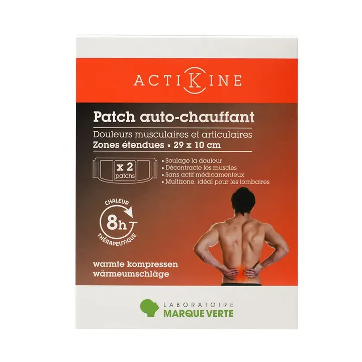 Actikine patch auto-chauffant Marque Verte - boite de 2 patchs de 29x10cm