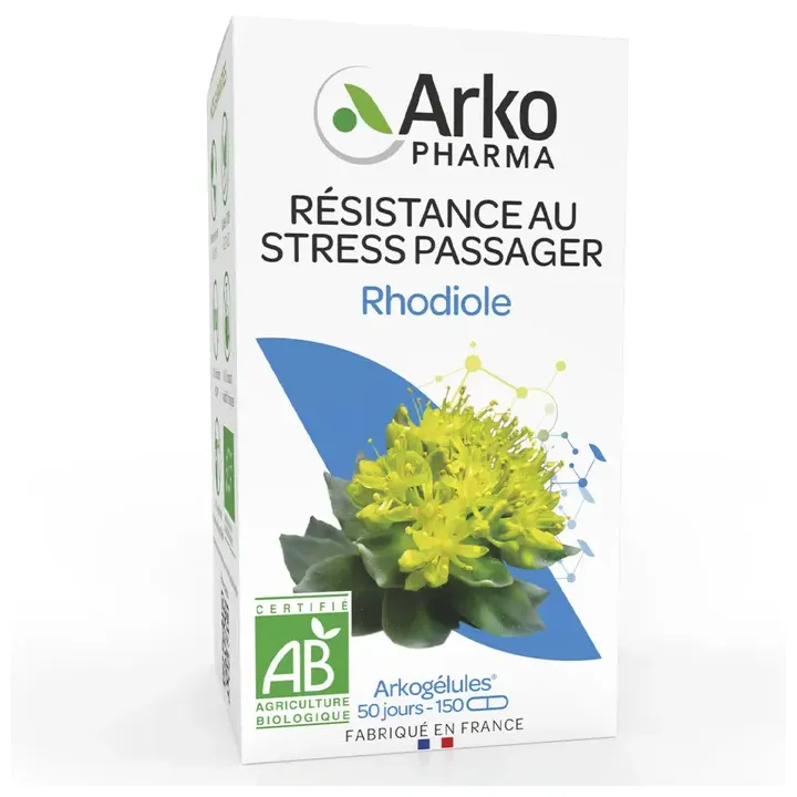 Arkogélules Rhodiole stress passager bio Arkopharma - boîte de 150 gélules